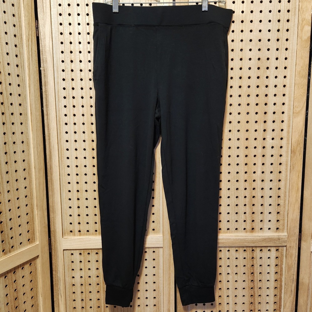 Matty M Womens Black Leggings Athletic Solid Stretch Elastic Waist Jogger Size L